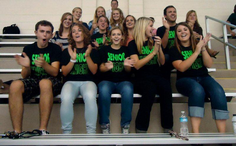 Water Polo fans sport T-shirts supporting the seniors at a recent game