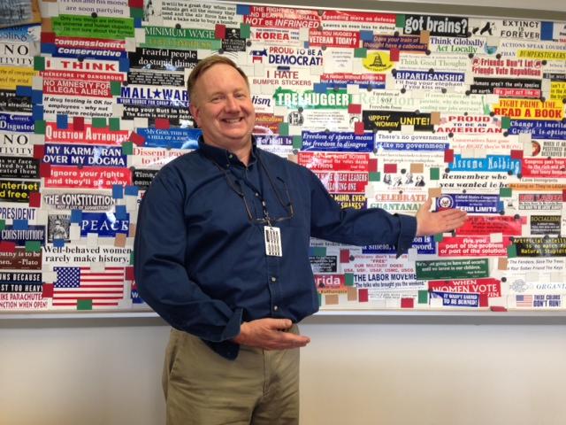 Mr. Bill Berardelli has been teaching history for nearly 3 decades at NPHS. His bumper sticker wall serves as a unique way for students to examine various issues that have shaped America in the 20th century.