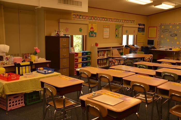 JUST LIKE HOME: A Hatfield elementary classroom is shown in its temporary location at Pennfield Middle School