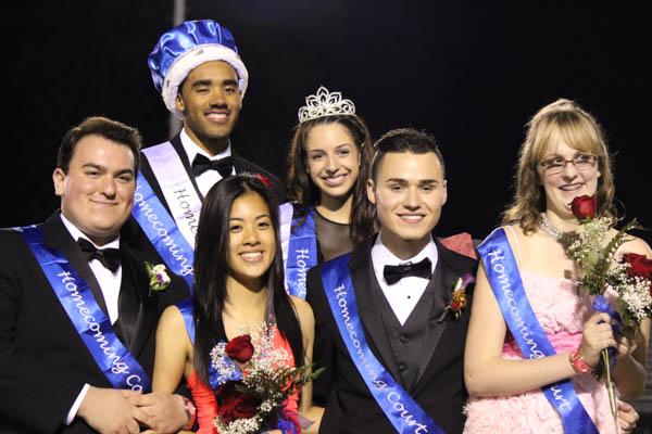 NP ROYALTY: Chase Childs and Kate Lombardo were crowned Homecoming King and Queen of North Penn on Friday night. They are shown here along with the first and second runners up in the homecoming voting. The halftime ceremony went off without a hitch as the rains held off until well after the game.