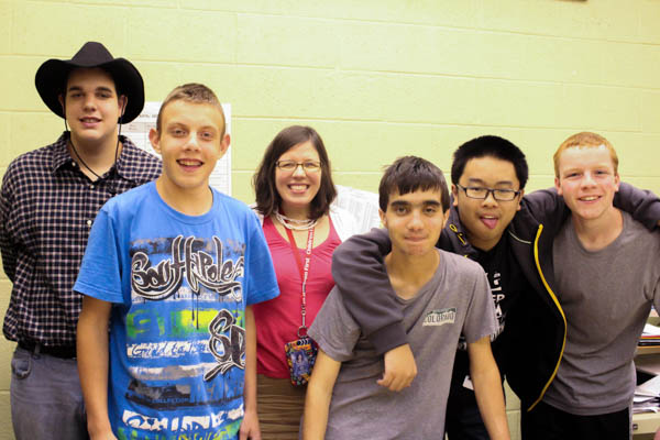 Mrs. Kerry Byrnes, a new addition to NPHS, is shown with some of her students 