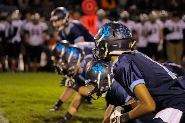 Lined up for postseason play: The North Penn Knights take the line of scrimmage in their game vs Pennsbury earlier this season. The Knight Criers Matt Fox has analyzed the D-1 bracket and sees these two teams lining up on the ball again in the District 1 Final. 