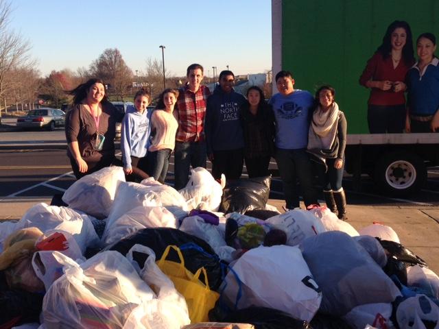 SPIRIT OF GIVINGL: NPHS SGA members in front of the 465 pounds of clothes they collected for Big Brother Big Sister.