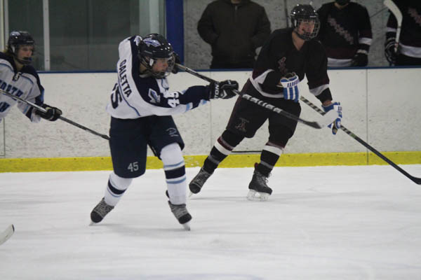 The Knights used a late surge to pull away from Abington on Thursday night at Hatfield Ice.