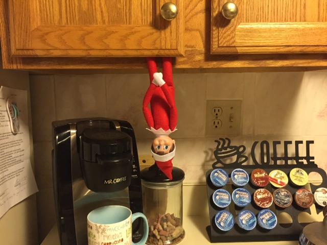 The elf on the shelf is made to be placed in all sorts of places around the house, even the most unusual and often times creepy.