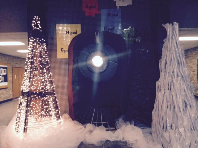 The Polar Express train in North Penn High Schools main lobby, constructed by Class of 2016 co-adviser Mr. Jonathan Fluck over the Winter Break.