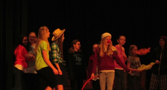 Students involved in Pennbrook Middle Schools theater program rehearse for its latest original production, Dakota.