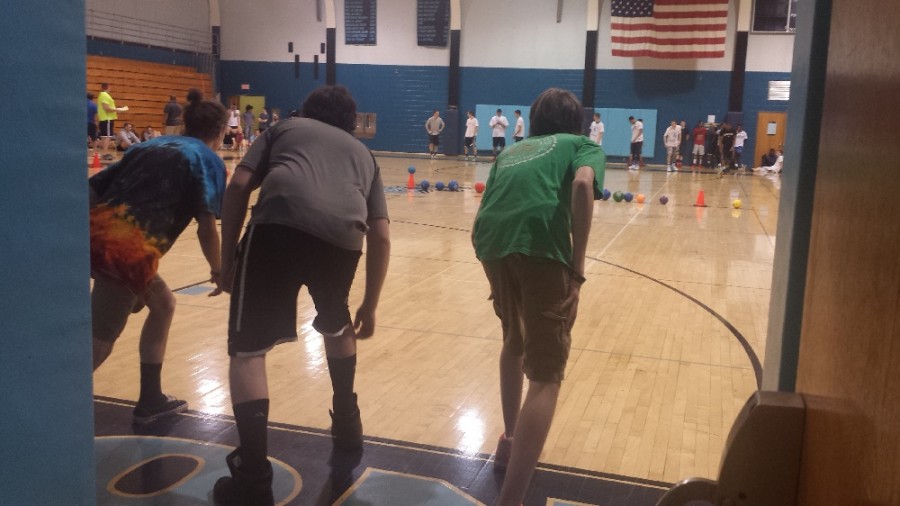 Students prepare to join the Dodgeball Tournament at the close of North Penn High Schools annual G.A.S. night.