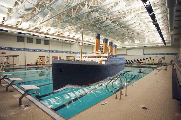 The North Penn High School Theater department has moved all production of its Spring Musical Titanic into the Rick Carroll Natatorium in order to protect the auditorium carpet from water damage.