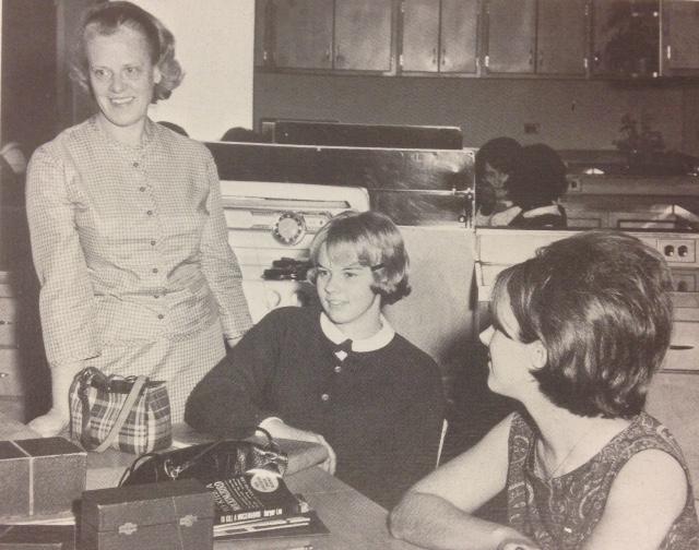 Homemaking teacher Sara Danehauer talks to her students. 