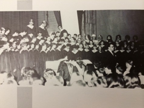 The concert choir sings loud at the 1965 Christmas Concert.