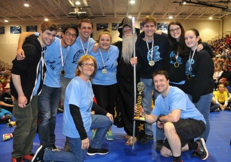 NPHS Odyssey of the Mind team poses with the Pennsylvania wizard after winning first place at State Finals in Berwick, Pennsylvania during the 2014-2015 school year.

Pictured (left to right): back - Max Ives (Senior), Kevin Chen (senior), Robert Gaibler (Senior), Madison Wiernusz (Junior), Anthony Flores (Senior), Brenna Ryabin (Sophomore), Katie Harr (Freshman)
 front - Joanne Wiernusz (coach), Steve Ives (coach)