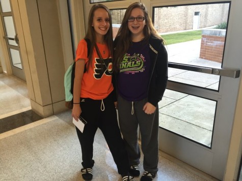Dressing for Comfort: NPHS students Alex Herley (L) and Allie McGeehan prefer to go for comfort for a long day in NPHS.