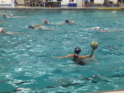 Leah Brown, NP senior, moves the ball against Souderton in water polo action at NPHS last week.