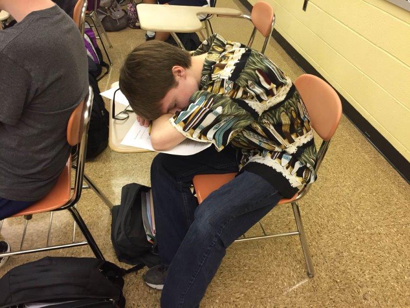 A NPHS student catches a few Zs before a first period class. 