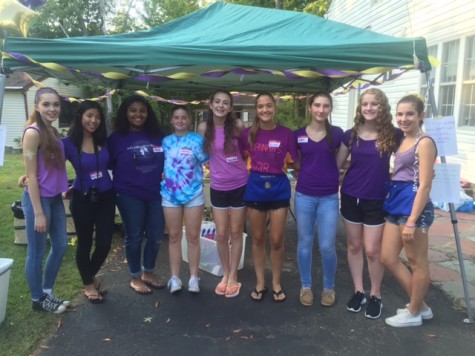 A group of volunteers from the movie night. From left: Natalie Clauser, Brittny Pham, Kayla Harnett, Hailey Czerpak, Hannah Gardner, Victoria Braeunle, Haley Lohan, Leah Corrado, and Allie Graff.