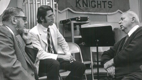 Steve Frederick, center, became the band director in 1972 after Bolly Thompson (right) retired. Thompson's tenure as band director dated back to the days of Lansdale High School.