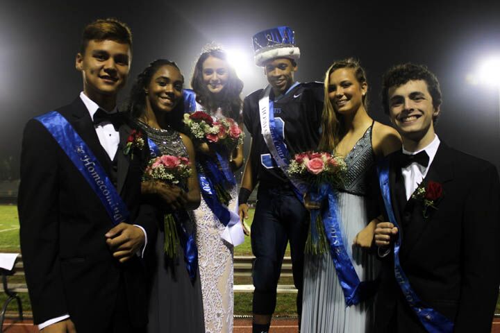 The NPHS homecoming king, queen, and runner up winners at the 2015 homecoming football game