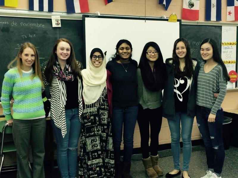 GIRL UP! - Picture L-R are Ms. Brittany Atkiss, Grace Lewis, Nafisah Haque, Palak Shah, Sally Shin, Ximena Trejo-Mora, and Sarah Tung, of the Girl Up club at NPHS