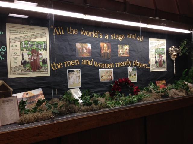 The showcase outside the auditorium gives audience members a hint of what to expect during NPHS theaters production of As You Like It
