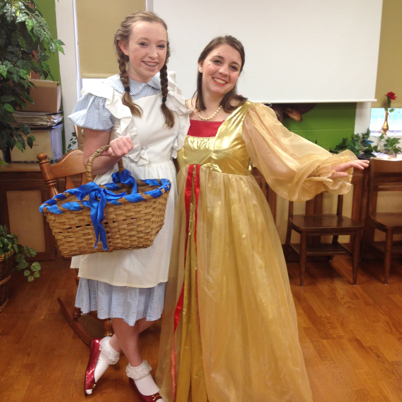 Since she is an active member of the North Penn Thespian Troupe, North Penn senior Elizabeth Jebran participated in RIF Day. Jebran (right) played Belle from Beauty and the Beast, while Laura Apple (left) played Dorothy from The Wizard of Oz. 
