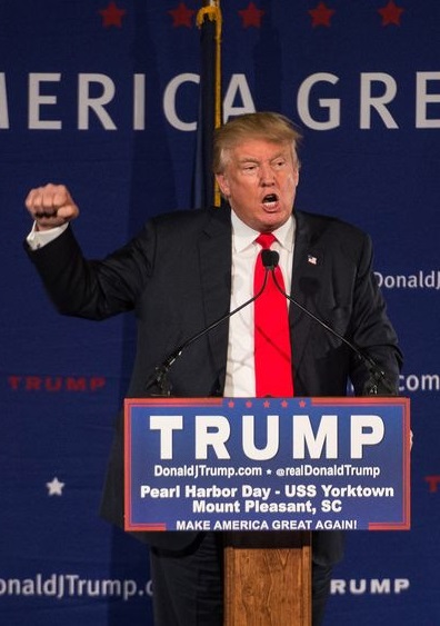 Republican presidential candidate Donald Trump speaks to the crowd at a Pearl Harbor Day Rally at the U.S.S. Yorktown December 7, 2015 in Mt. Pleasant, South Carolina. The South Carolina Republican primary is scheduled for February 20, 2016. (Photo by Sean Rayford/Getty Images)