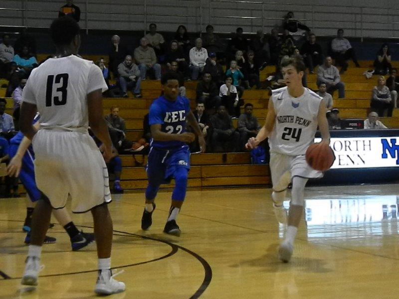 North Penns Jordan Melchior dribbles during the Knights loss to Conwell Egan on Monday night. Defending state champion Egan handed the Knights their first lost of 2015.