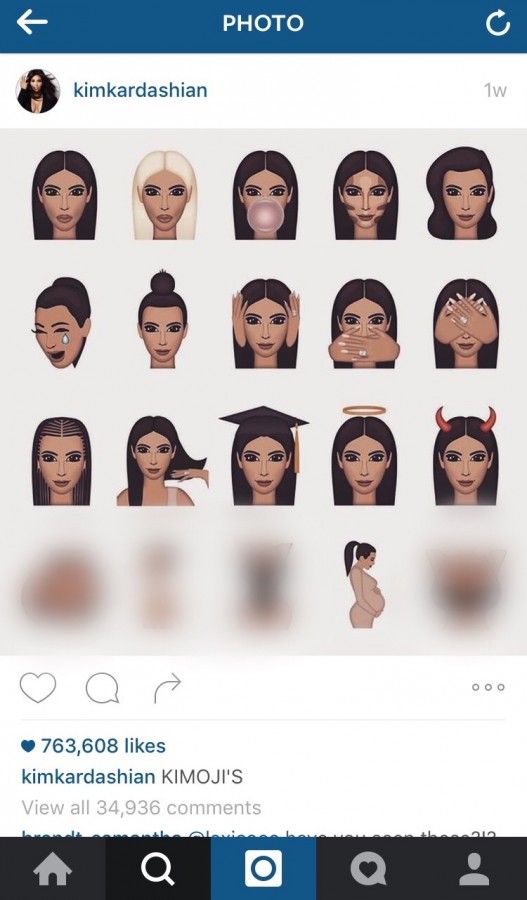 On December 20th, 2015, Kim Kardashian announced her line of Kimojis- emojis with a Kardashian theme.