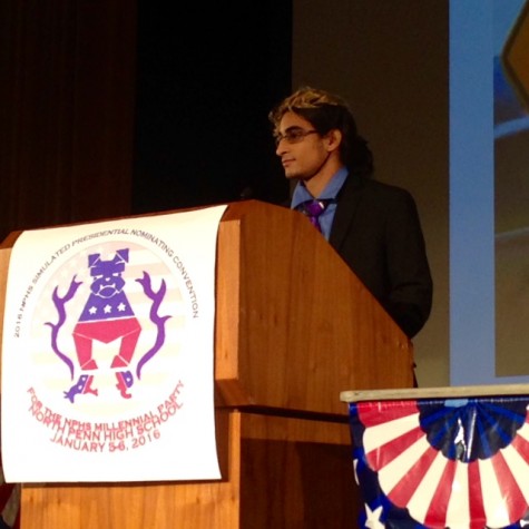 Etienne Ayoub, doing his best Donald Trump impersonation in a blonde wig, was one of the convention chairs who moderated the "open-mic" discussions throughout the day.