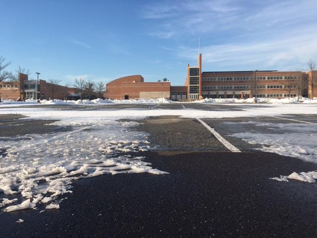 All Clear! Three days of digging enabled the NPSD facilities crew to have the NPHS parking lot ready for school to reopen on Tuesday.