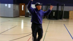 Swanker gives instruction to pole vaulters at a winter track practice yesterday at NPHS.