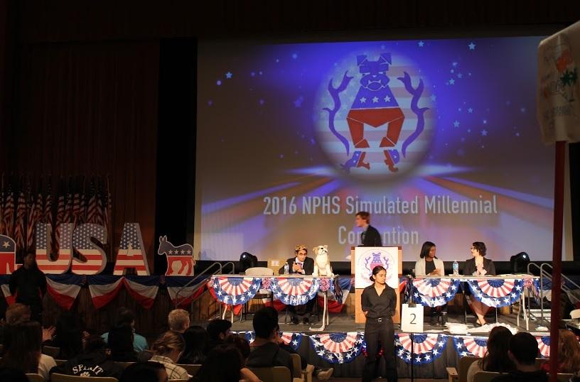 David Shelly, campaign manager for Bernie Sanders, exits the podium after delivering his candidates acceptance speech