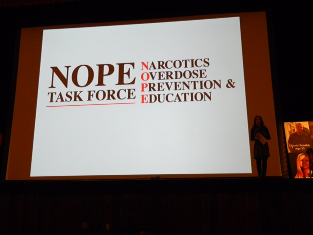 NPHS students hear a heart-wrenching presentation on the effects of drug abuse on Wednesday at NPHS.