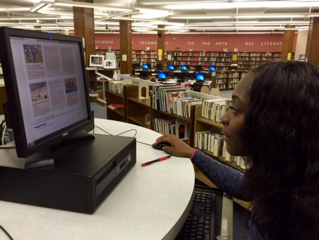 NPHS sophomore Nicole Noel spends time in the library to gather research for an upcoming project.