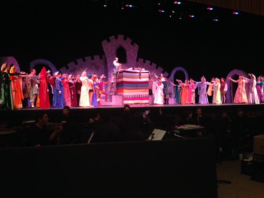 The company of Once Upon A Mattress gets in some last-minute fixes before Thursday nights performance. 