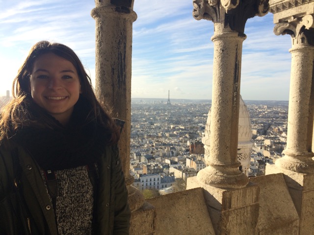 Brittany Van Strien, senior at North Penn High School who studied abroad in Toulouse, France last year, poses for a photo in the Sacré Cœur, which is a historic church.