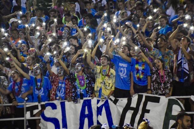 North Penn High School students show their pride in the student section of Crawford Stadium during the Homecoming game.