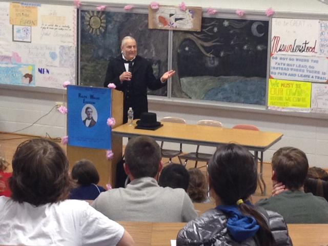 Dressed in authentic garb, Wendell Refior, who has been studying Ralph Waldo Emerson since 1996, presented Emerson’s essay “Self-Reliance” to NPHS students on October 24th.