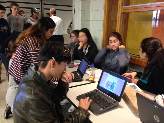North Penn High School students cast their votes in Fridays mock election.