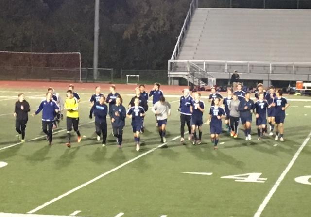 The Knights run off the field after their 2-1 victory over Council Rock Norths soccer team, placing third in the District One 4A Finals.  