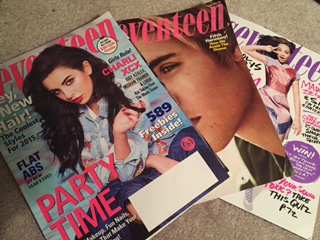 Seventeen Magazine, a widely read teen magazine, reflects societal standards of beauty.