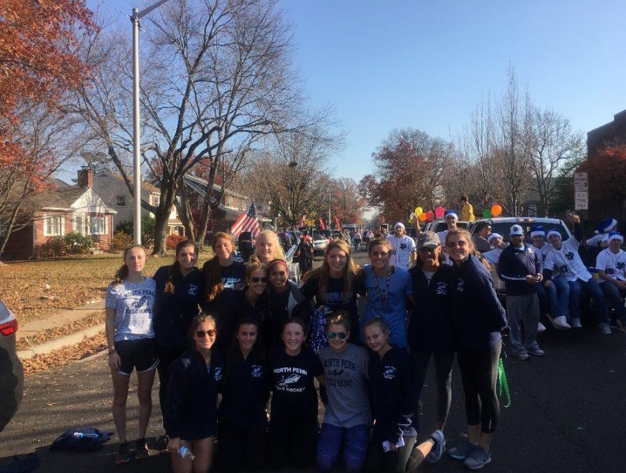 The North Penn Field Hockey Team pose at the 66th annual Marti Gras parade