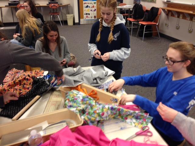 Several students from the FCCLA gathered after school on Tuesday to make bracelets for children at St. Jude Children’s Research Hospital. 