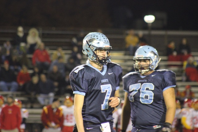 Quarterback for the Knights, senior Reece Udinski, is pictured from the 2016 football season. Udinski is currently playing basketball and looks forward to lacrosse later in the school year.