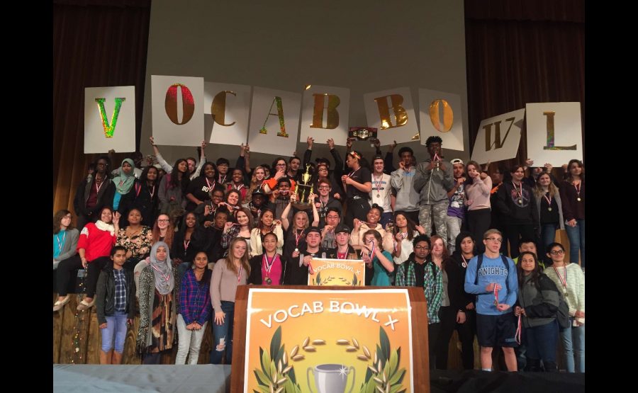 Vocab Champions! Students celebrate after winning the 10th annual Vocab Bowl at North Penn High School. Founded by English teacher Ellen McKee a decade ago, the annual competition has proven to not only energize the students participating but also to effectively reinforce the importance of developing a diverse vocabulary. 