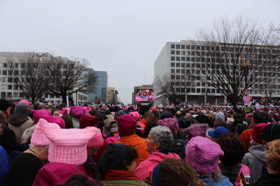 Women, men, and children from all over the world gathering together to participate in 2017 Womens March on Washington