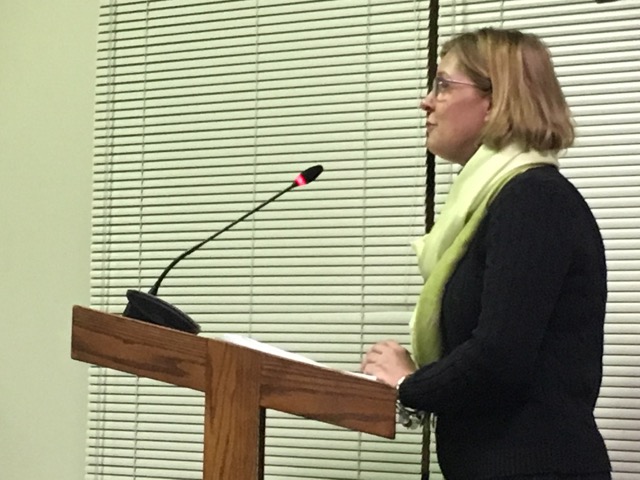Ms. Patty Miller, the Horticulture instructor at the North Montco Technical Career Center, presents the achievements of her students to the NPSD Board of School Directors.