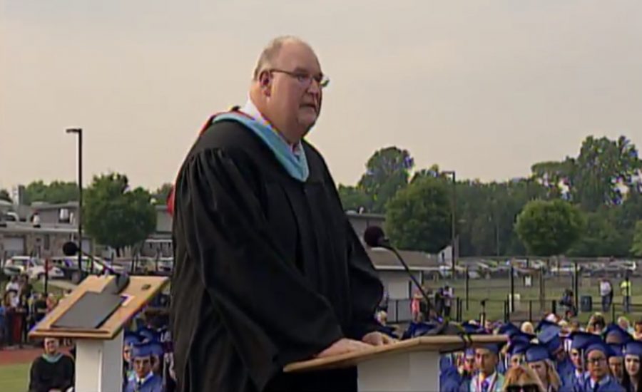 Board President Mr. Vincent Sherpinsky speaks at the NPHS Class of 2015 Commencement.