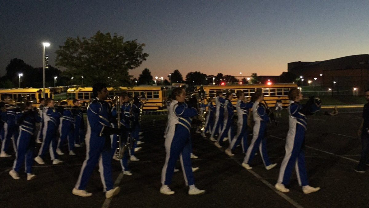 Marching Knights arrive at competition at Spring-Ford High School on September 23rd.