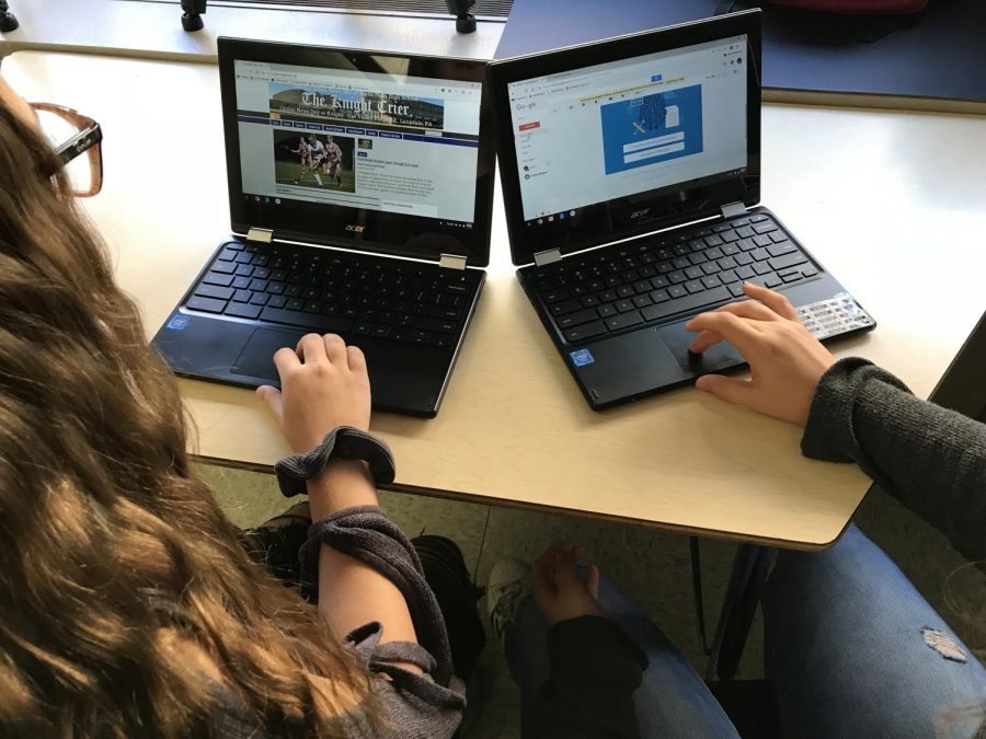 Students use their school issued Chromebooks in class.